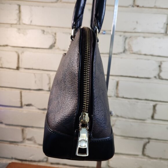 Like New Coach Signature C's Brown & Black Satchel Handbag Purse - Picture 5 of 14